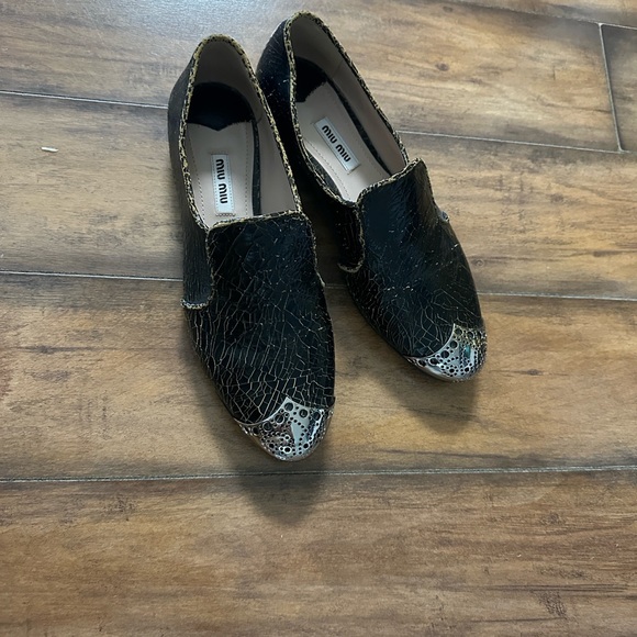 Miu Miu Shoes - Miu Miu Black Loafers with Silver Detailing